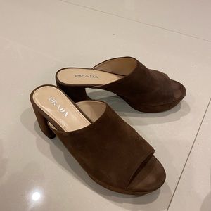 Prada suede mules